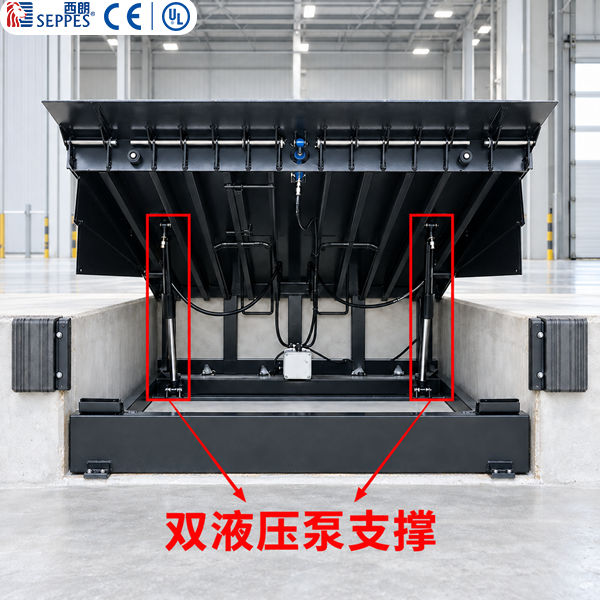 与霍曼同款 双液压泵：带急停 防坠保护的 折板式液压登车桥