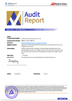 西朗门业TUV认证证书